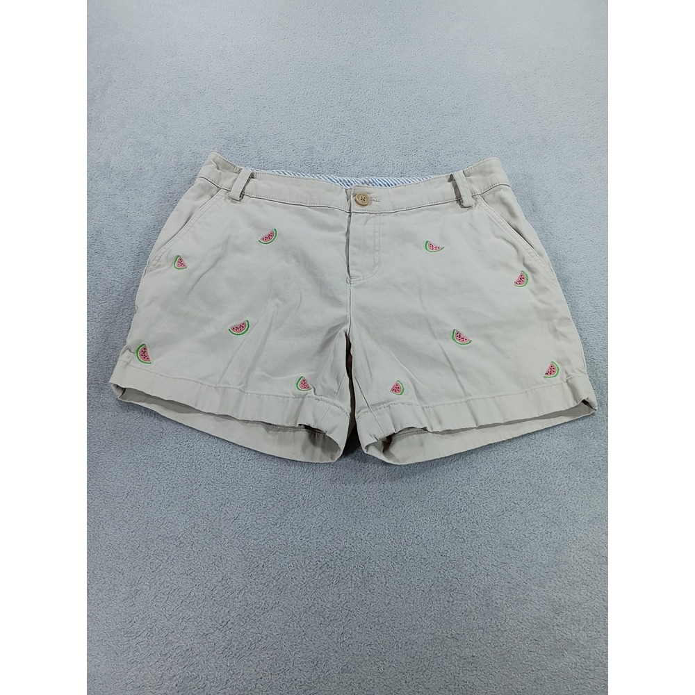 Brooks Brothers Women Chino Shorts Beige 4 Watermelon Embroidered